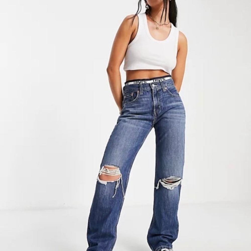 Levi’s Low Pro Straight Ripped Knee Rigid Denim Jean Breathe Out Blue 30 - Picture 5 of 16